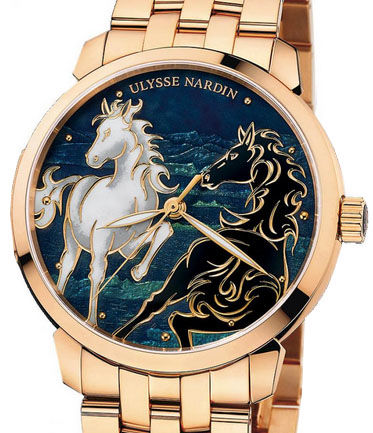 Review Ulysse Nardin 8156-111-8 / CHEVAL Classico Enamel Horse Gold Bracelet replica watches china